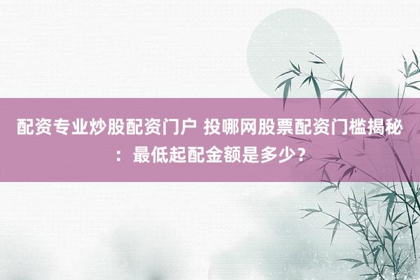 配资专业炒股配资门户 投哪网股票配资门槛揭秘：最低起配金额是多少？