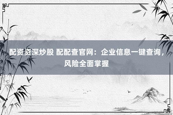 配资资深炒股 配配查官网：企业信息一键查询，风险全面掌握