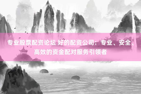 专业股票配资论坛 好的配资公司：专业、安全、高效的资金配对服务引领者