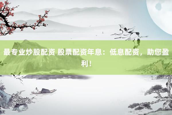 最专业炒股配资 股票配资年息：低息配资，助您盈利！