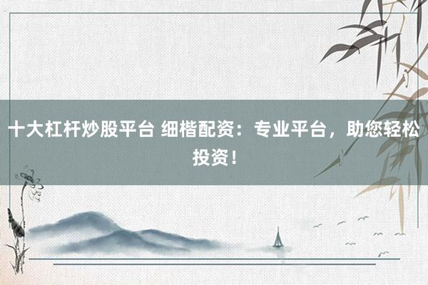 十大杠杆炒股平台 细楷配资：专业平台，助您轻松投资！