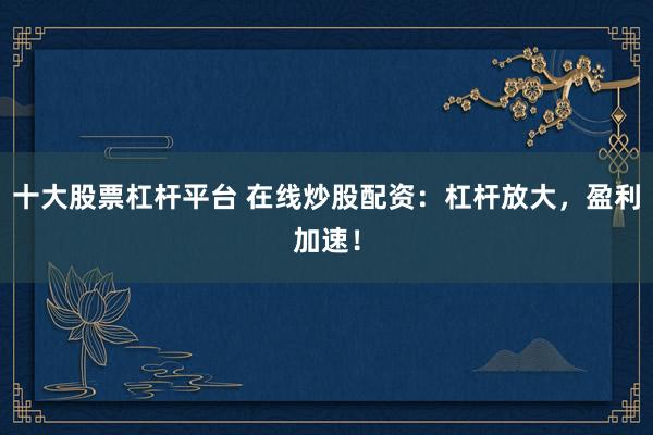 十大股票杠杆平台 在线炒股配资：杠杆放大，盈利加速！