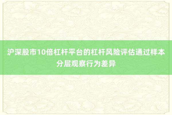 沪深股市10倍杠杆平台的杠杆风险评估通过样本分层观察行为差异