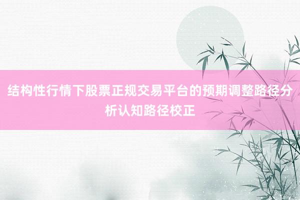 结构性行情下股票正规交易平台的预期调整路径分析认知路径校正